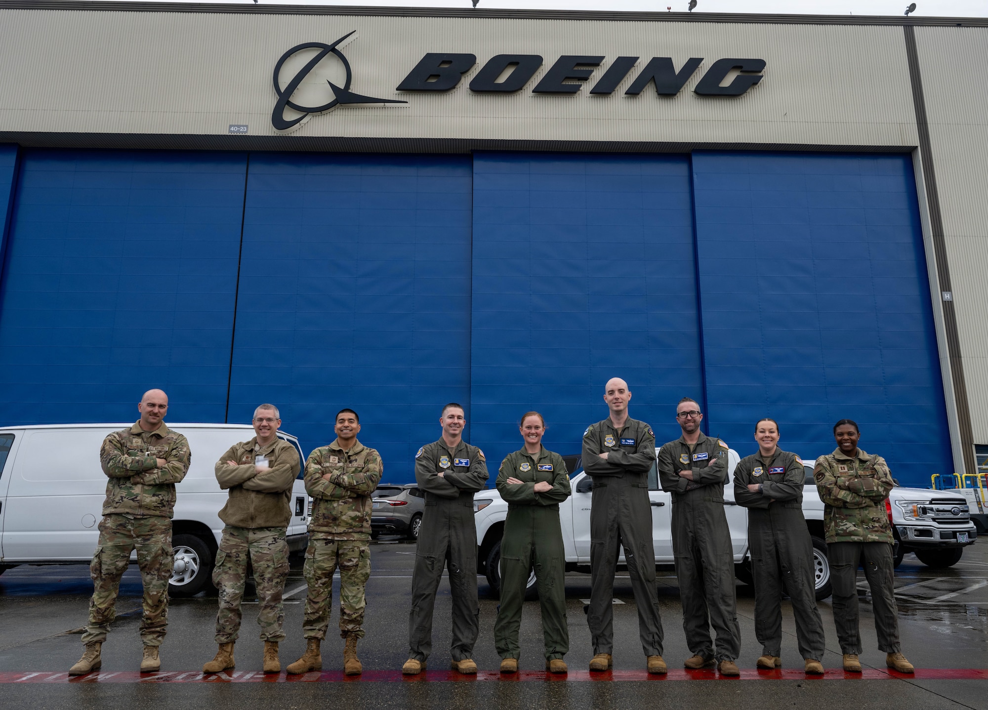 22nd Air Refueling Wing Airmen visit the Boeing factory in Everett, Washington, April 2, 2026. The crew took delivery of the newest KC-46A Pegasus for McConnell. (U.S. Air Force photo by Airman 1st Class Patrick O’Neill)
