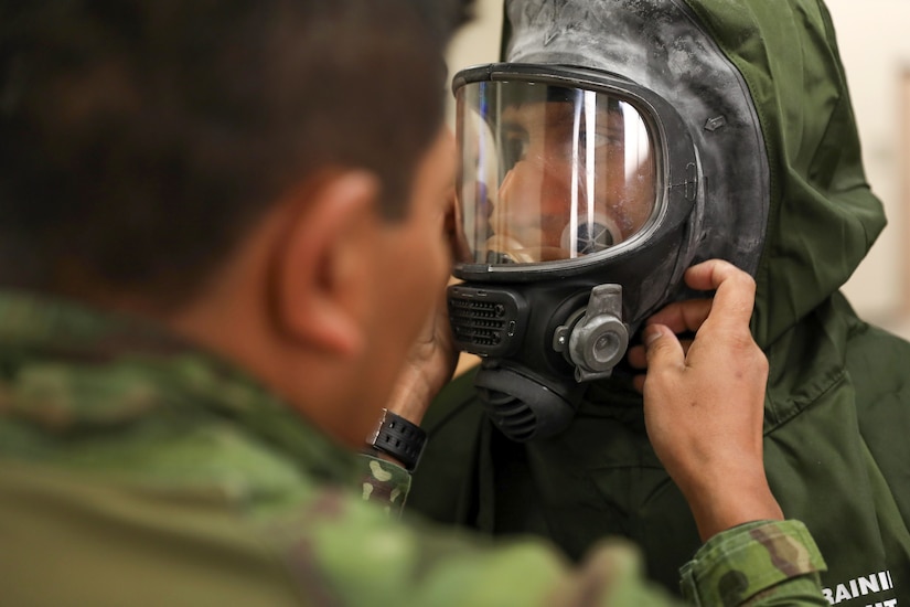 Ecuadorian Army soldiers participate in a State Partnership Program visit with the Kentucky Army National Guard’s 103rd Chemical Battalion at the unit’s readiness center in Burlington, Ky., March 12, 2026. The visit provided an opportunity for partner forces to exchange knowledge, strengthen professional relationships and enhance cooperation between the two militaries. (U.S. Army National Guard photo by Sgt. 1st Class Benjamin Crane)