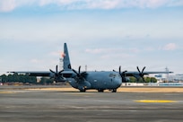 A U.S. Air Force C-130J Super Hercules assigned to the 36th Airlift Squadron taxis after landing at Yokota Air Base, Japan, March 10, 2026.