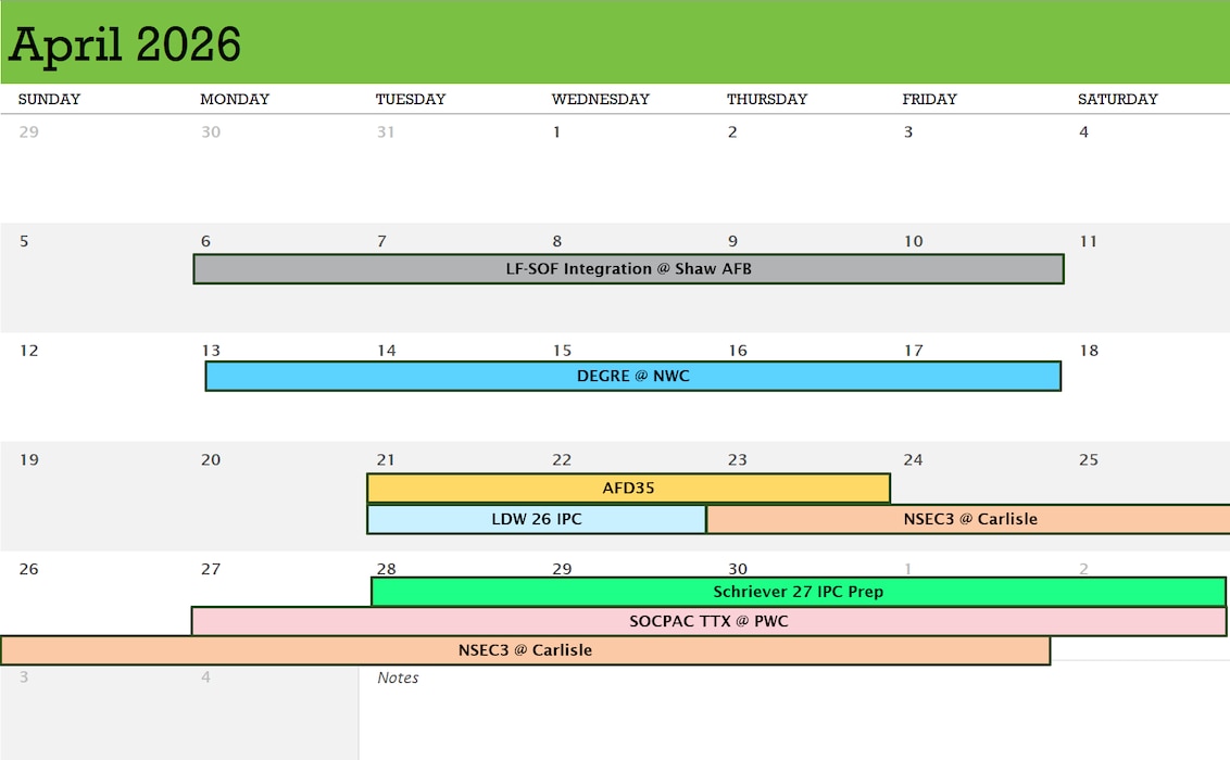 April 2026 AFWI Calendar