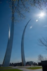 A technician prepares spires for cleaning and inspection at the U.S. Air Force Memorial, Arlington, Va., March 24, 2026. The spires were designed to represent the jet contrails created by the U.S. Air Force Thunderbirds during the “bomb burst” aerial maneuver. (U.S Air Force photo by Airman 1st Class Arlene Carrara)