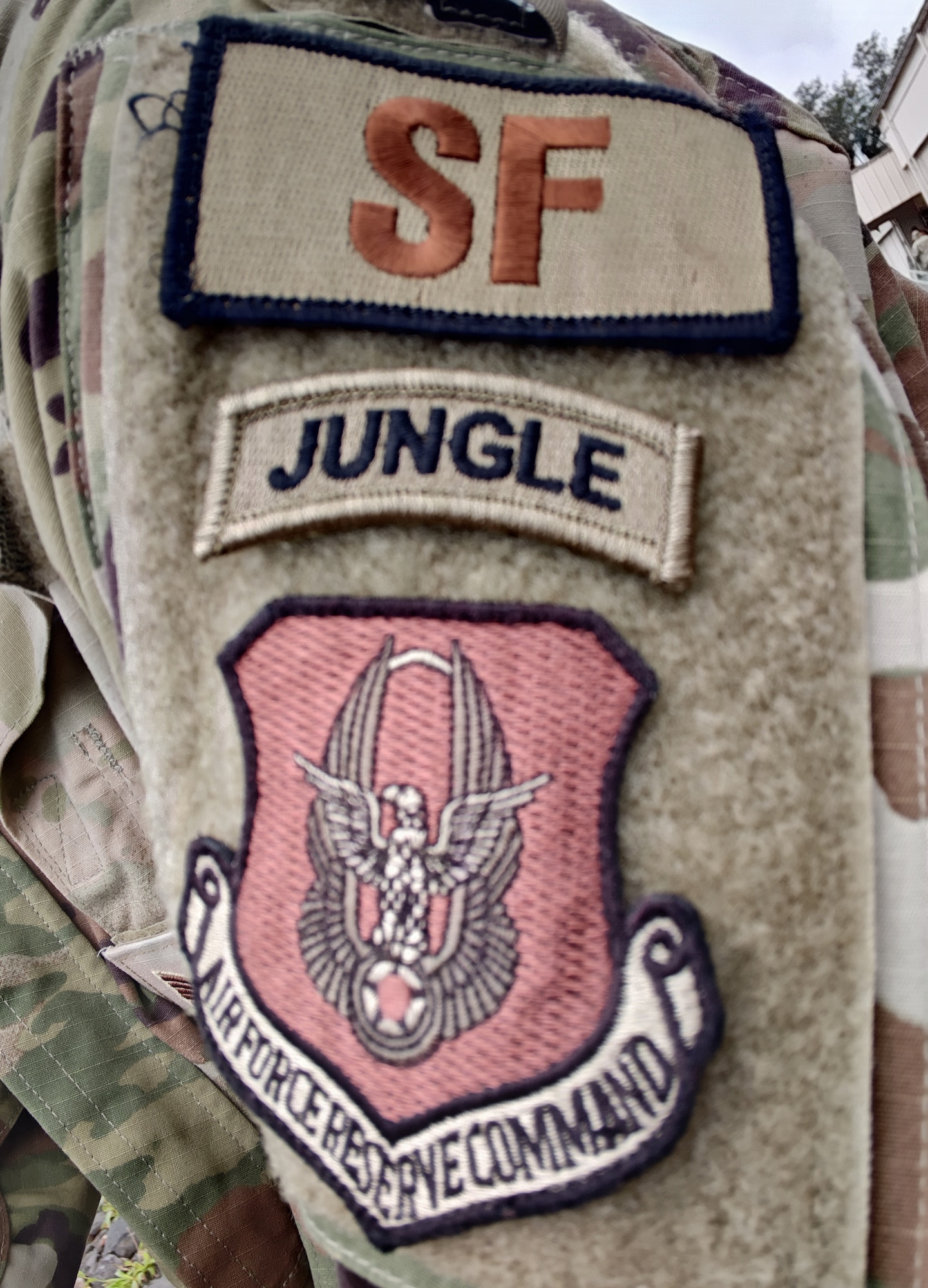A patch on the arm of a military member