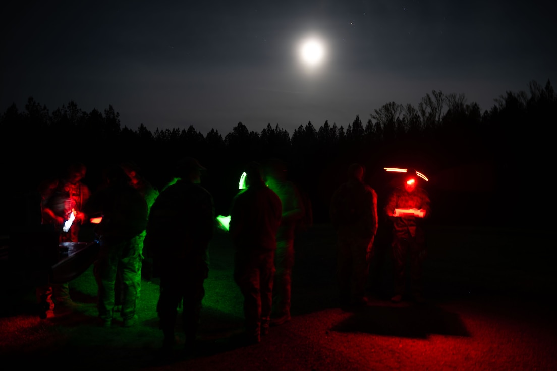security forces airmen train on land navigation
