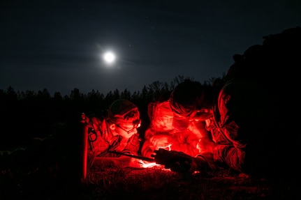 security forces airmen train on nighttime land navigation