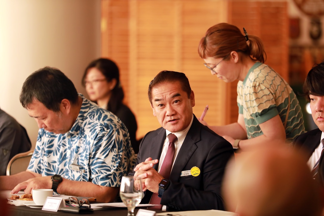 U.S. Marine Corps Maj. Gen. Brian N. Wolford, the commanding general of Marine Corps Installations Pacific hosted a Mayors Symposium at Camp Hansen, Okinawa, Japan, April 8, 2026. This is the third symposium held to provide local mayors and their deputies an opportunity to learn more about the USMC through base tours and briefings. MCIAPC leadership and local mayors also have the opportunity to have open discussions relating to their local communities. Wolford is a native of Maryland.