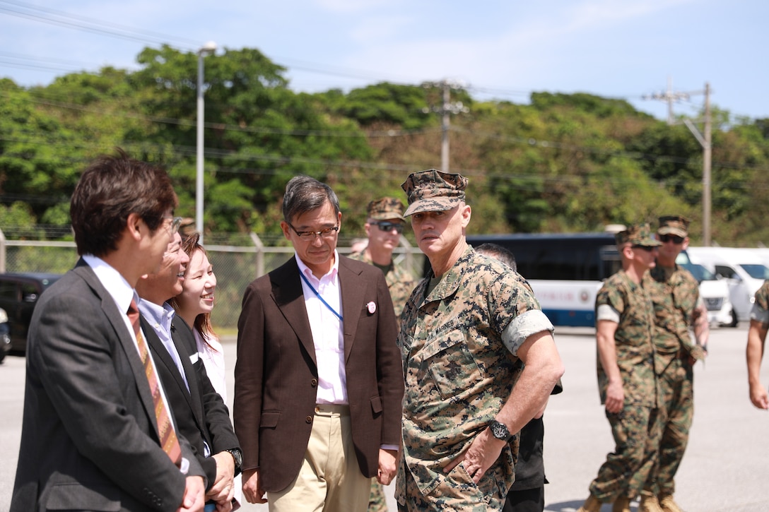 U.S. Marine Corps Maj. Gen. Brian N. Wolford, the commanding general of Marine Corps Installations Pacific hosted a Mayors Symposium at Camp Hansen, Okinawa, Japan, April 8, 2026. This is the third symposium held to provide local mayors and their deputies an opportunity to learn more about the USMC through base tours and briefings. MCIAPC leadership and local mayors also have the opportunity to have open discussions relating to their local communities. Wolford is a native of Maryland.
