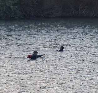 U.S. Border Patrol agents, Texas state troopers and U.S. Army Soldiers assigned to Joint Task Force-Southern Border rescue three illegal aliens attempting to cross the U.S. southern border near Laredo, Texas, April 1, 2026.