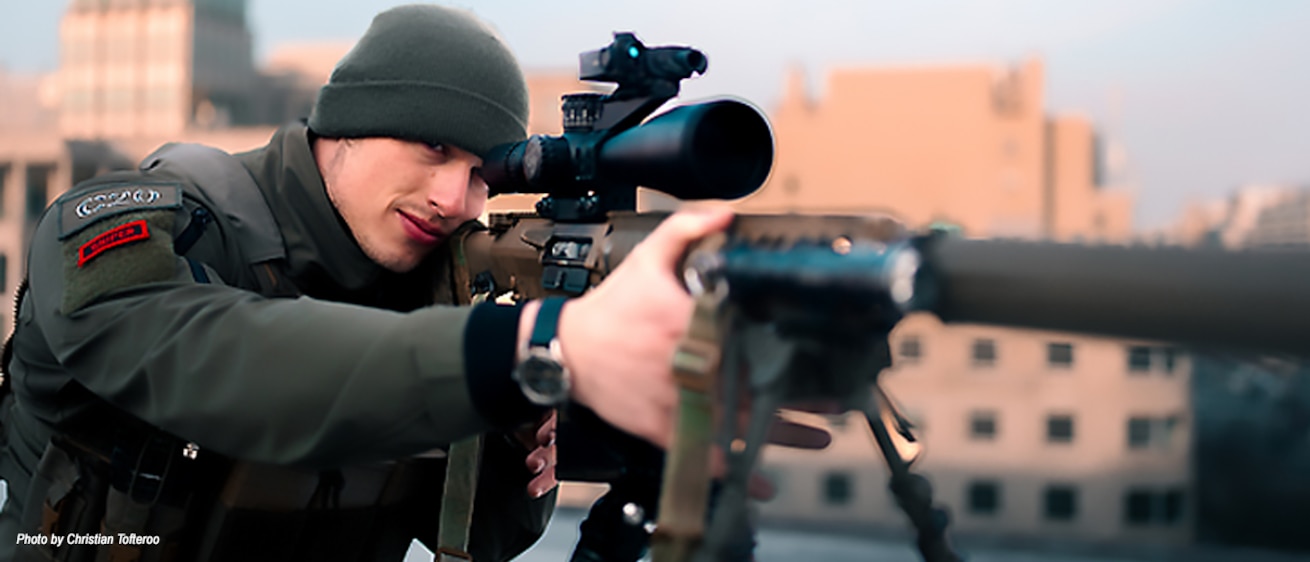 Emergency Response Team snipers from PFPA provide security in and around the Pentagon. PFPA helps provide security for National Security Special Events. Image of a sniper on the Pentagon rooftop.
