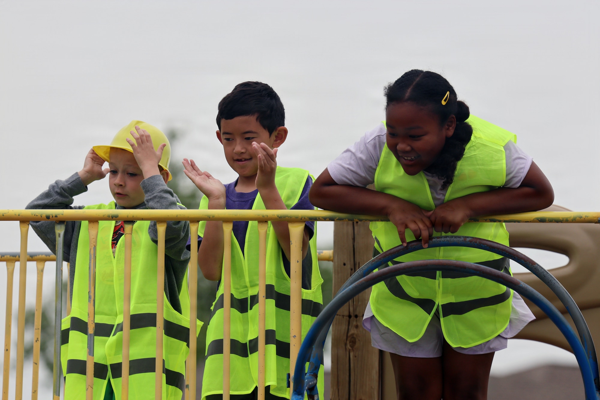 Students at Sheppard Elementary onlook a ribbon cutting ceremony for newly upgraded playground equipmen