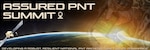 An image of Earth from the point of view in space with a satellite in the frame. Assured PNT Summit written in the top left.