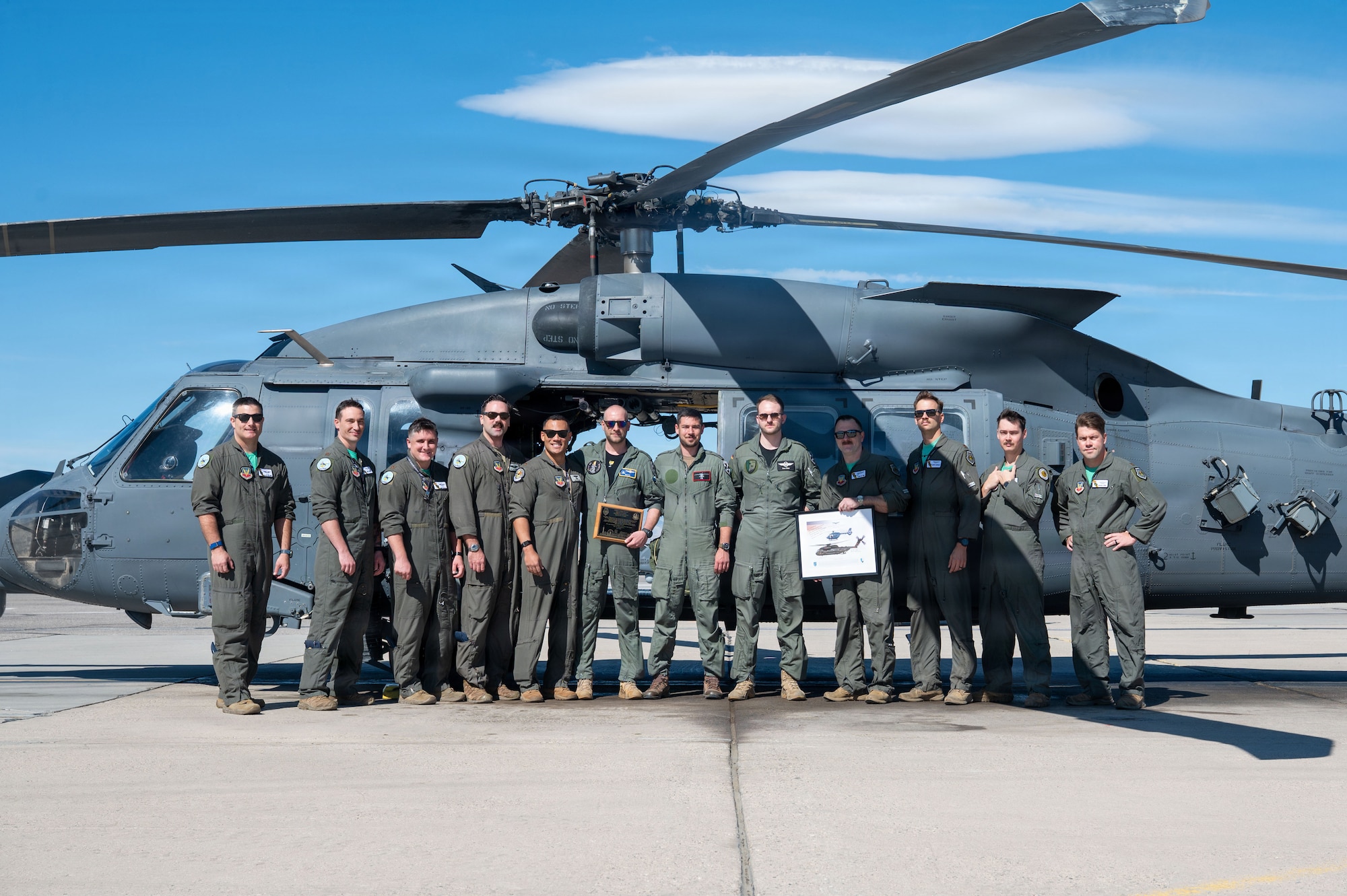 34th Weapons Squadron and service members with the German Air Force’s Helicopter Wing 64 group photo