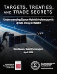 Cover of “Targets, Treaties, and Trade Secrets: Understanding Space Hybrid Architecture’s Legal Challenges,” showing satellites orbiting Earth; by Kim Sloan and Todd Pennington, April 2026.