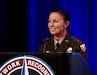 Maj. Gen. Lori Robinson, commanding general of the U.S. Army Aviation and Missile Command, speaks during the 2026 Army Aviation Association of America Warfighting Summit in Nashville, Tenn., highlighting sustainment, modernization and readiness priorities for Army aviation.