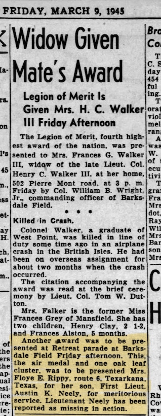 U.S. Army Air Forces 1st Lt. Austin K. Neely