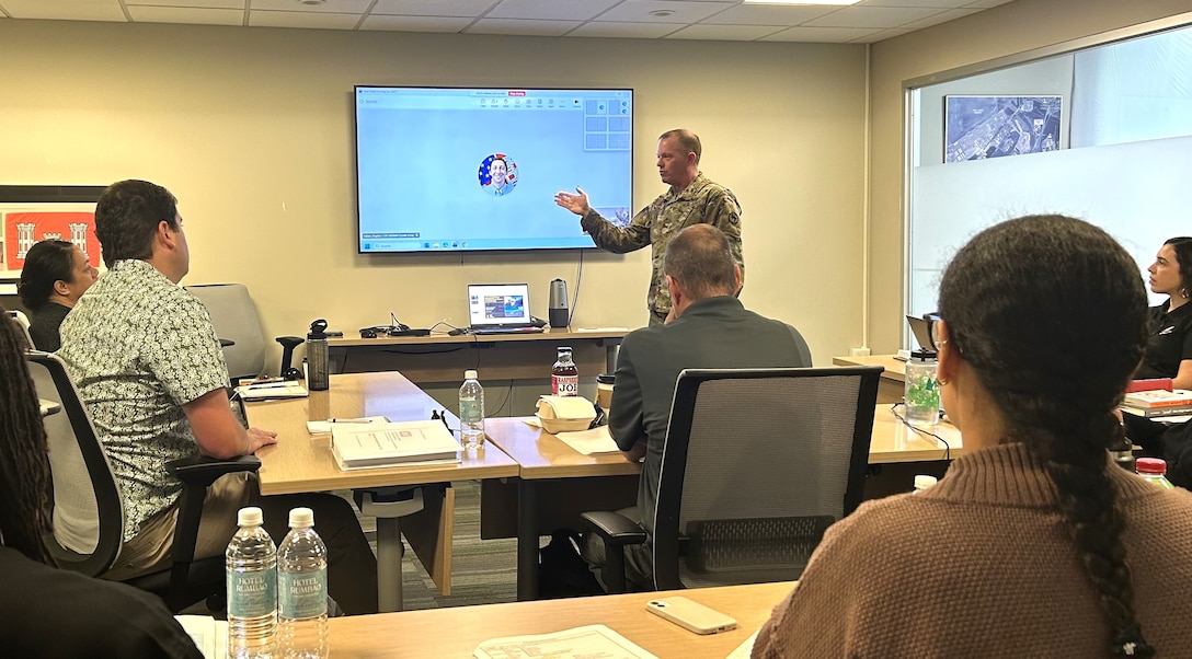 Brig. Gen. Ryan C. McDavitt engages with LDP participants during a leadership discussion at the Caribbean District headquarters, offering insights drawn from his operational and organizational experience in the U.S. Army Reserve. , McDavitt is deputy commanding general (Support) for the 81st Readiness Division, Fort Jackson, S.C.