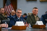 Air Force Gen. Steve Nordhaus, chief of the National Guard Bureau, joins reserve component chiefs to testify before the House Appropriations Committee Subcommittee on Defense during a National Guard and Reserve Forces oversight hearing in Washington, April 17, 2026. Photo by Master Sgt. Zach Sheely.