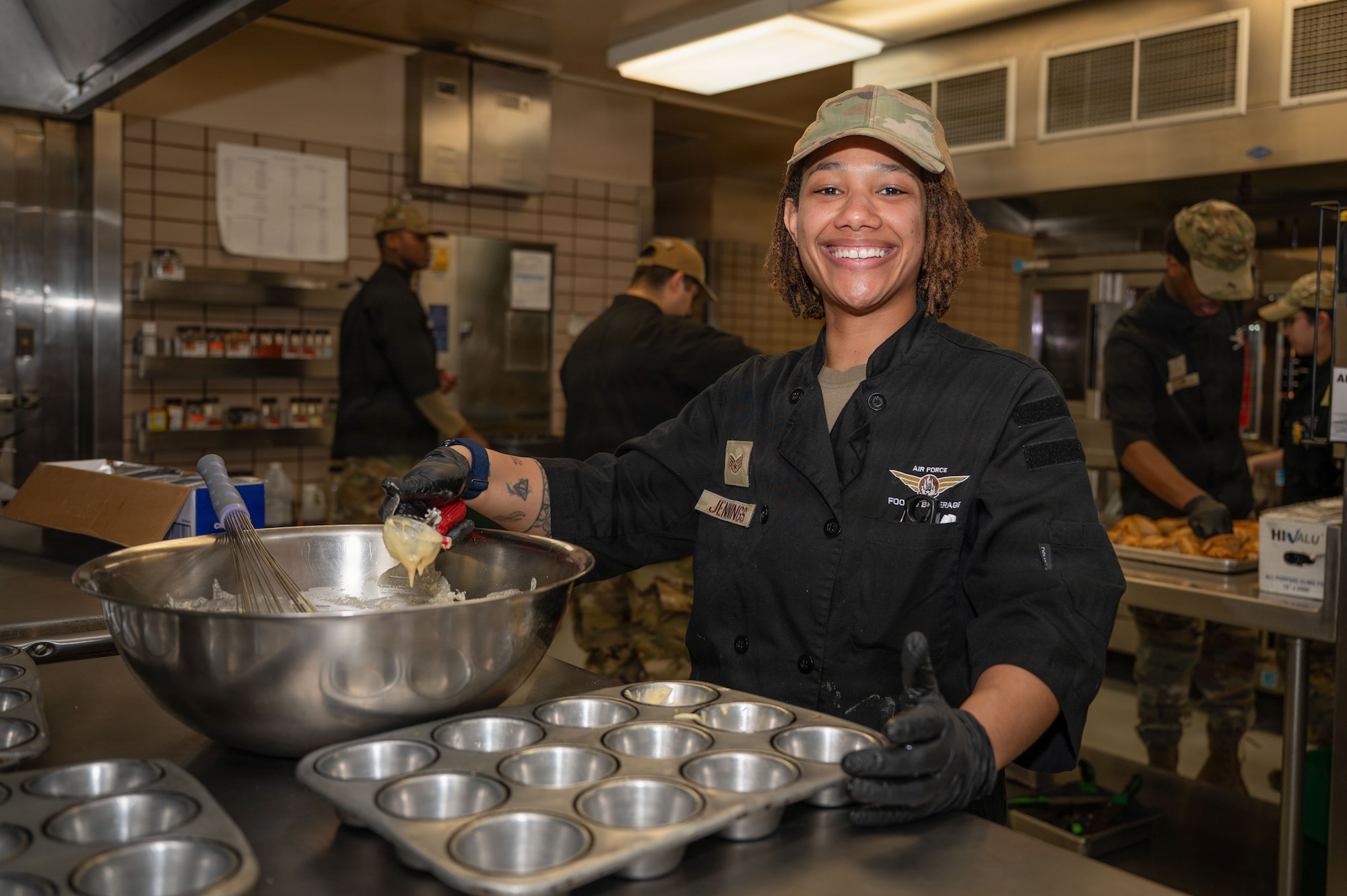 U.S. Air Force Staff Sgt. Nyree Jennings, 354th Force Support Squadron food service supervisor, poses for a photo at Eielson Air Force Base, Alaska, March 31, 2026.