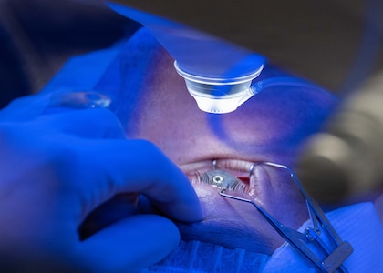 U.S. Air Force medical personnel perform a laser vision correction procedure at the Joint Warfighter Refractive Surgery Center at Joint Base San Antonio-Lackland, Texas, April 15, 2026.
