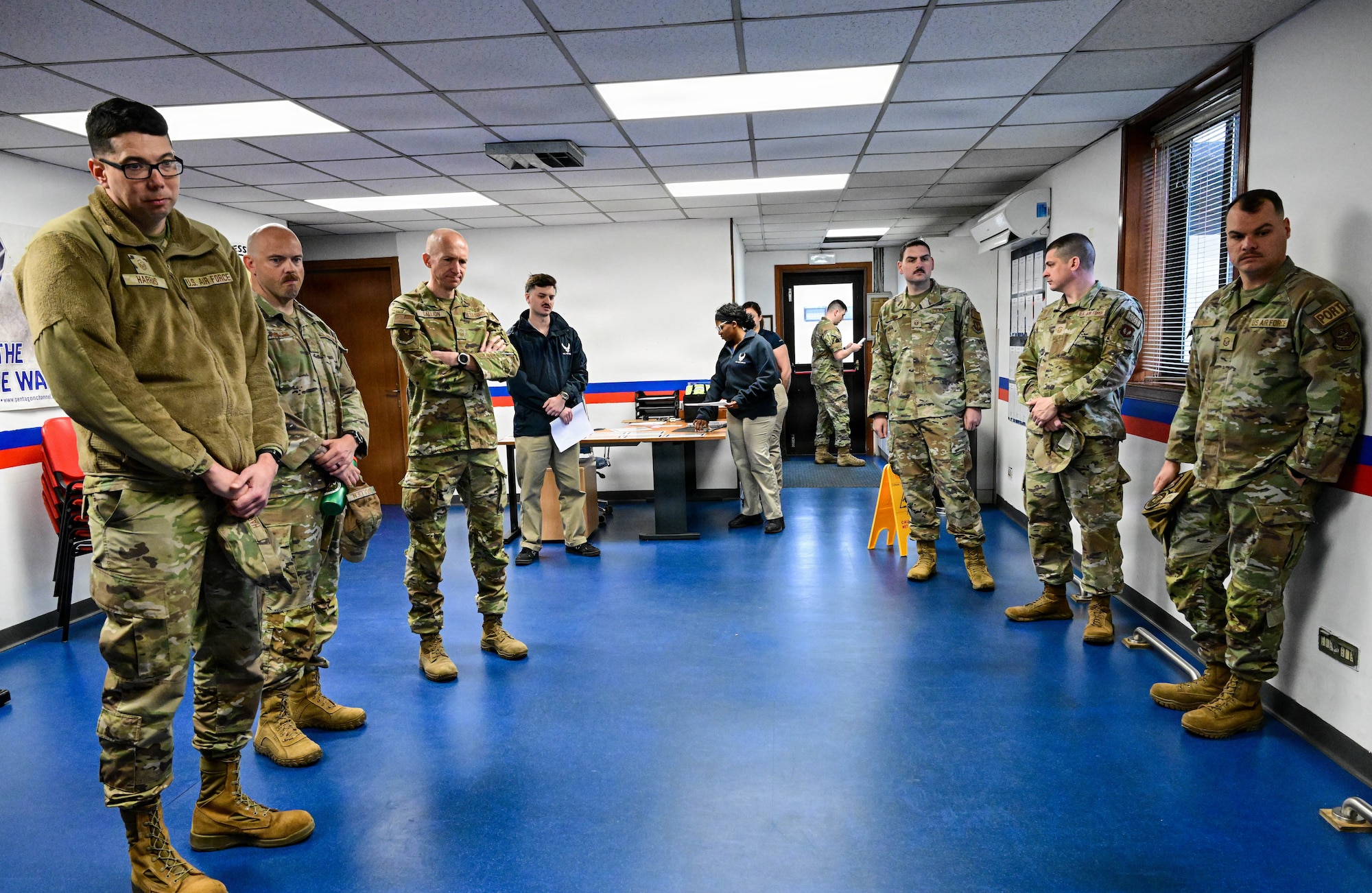 U.S. Air Force first sergeants assigned to the 31st Fighter Wing view an interim 2-mile route option during a visit to the 31st Force Support Squadron work center at Aviano Air Base, Italy, March 25, 2026.
