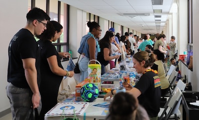 New parents and family members participated in Tripler Army Medical Center’s Sixth Annual Baby Expo at TAMC, Honolulu, Hawaii, on April 11. The event featured informational booths and demonstrations focused on maternal and infant health for new parents and family members. (Defense Health Agency photo by Khinna Kaminske)