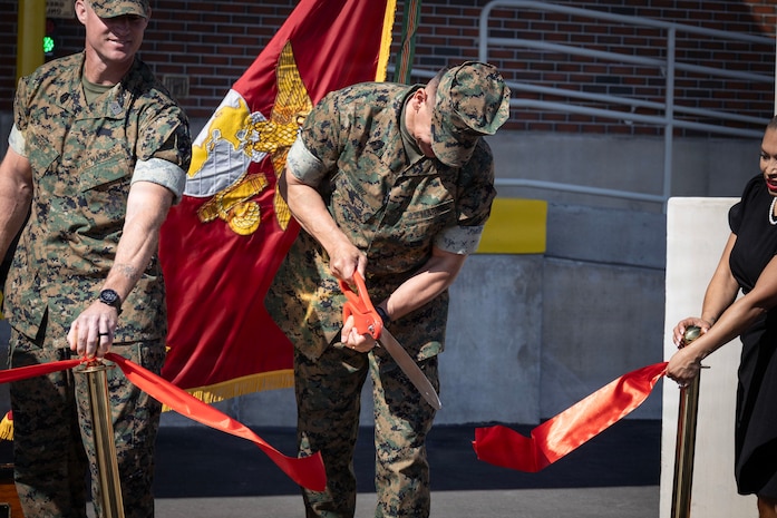 U.S. Marine Corps Sgt. Maj. Carlos A. Ruiz, the 20th Sergeant Major of the Marine Corps, serves as the guest speaker for the Class II Logistics Facility ribbon cutting ceremony, Marine Corps Base Camp Lejeune, North Carolina, April 14, 2026. The new Class II Logistics Facility consolidates both the Consolidated Storage Program’s high-volume Individual Issue Facility operations and the Class II Sustainment Program’s technical maintenance and repair mission, ensuring Marines are more efficiently equipped and mission-ready. (U.S. Marine Corps photo by Gunnery Sgt. Jordan E. Gilbert)