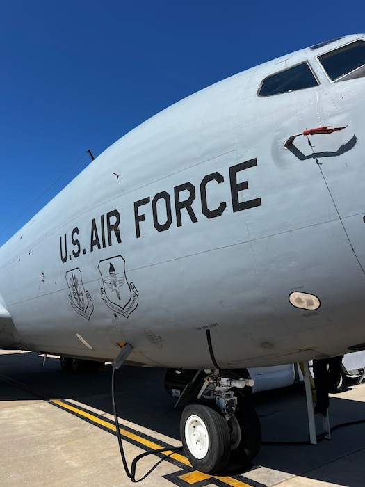 A U.S. Air Force KC-135 Stratotanker aircraft is displayed at Altus Air Force Base, Oklahoma, April 9, 2026. (Courtesy photo)