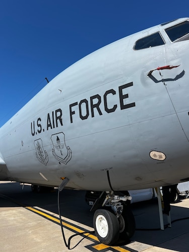 A U.S. Air Force KC-135 Stratotanker aircraft is displayed at Altus Air Force Base, Oklahoma, April 9, 2026. (Courtesy photo)