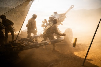 A U.S. Soldier, artillery crew member assigned to 3rd Battalion, 7th Field Artillery Regiment, 25th Infantry Division, extracts an expended 105mm shell casing during exercise Salaknib 26 at Fort Magsaysay Combat Readiness Training Area, Canantong, Nueva Ecija, Philippines, April 17, 2026.