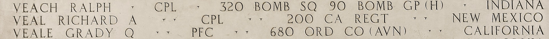 U.S. Army, Cpl. Richard A. Veal