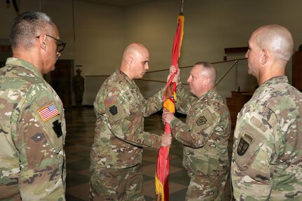 U.S. Army National Guard Soldiers, leaders and family members attend a change of command ceremony for the 166th Regiment – Regional Training Institute at Fort Indiantown Gap, Pennsylvania April 17, 2026. During the ceremony, Col. John Wenzel relinquished command to Lt. Col. Max Furman, symbolizing the transfer of authority within the organization. The 166th Regiment trains more than 5,000 Soldiers annually and serves as a premier Regional Training Institute within the Army National Guard. (U.S. Army National Guard photo by Sgt. 1st Class Shane Smith)