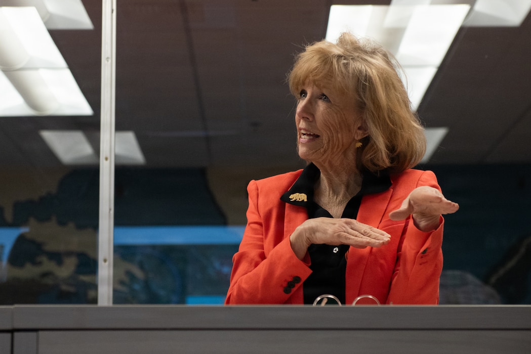 A judge asks a question to presenter not pictured