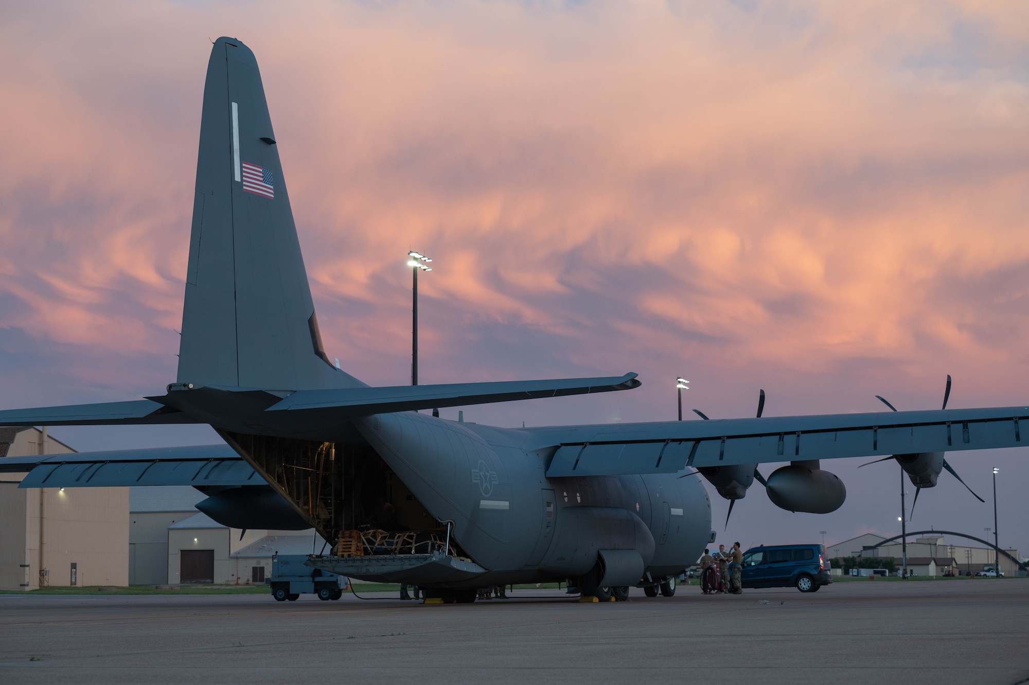 A U.S. Air Force C-130J Super Hercules assigned to the 40th Airlift Squadron prepares for takeoff before departing for a Maximum Endurance Operation in support of Exercise Balikatan 2026 at Dyess Air Force Base, Texas, April 15, 2026. Balikatan is a longstanding annual exercise between the Armed Forces of the Philippines and U.S. military designed to strengthen our ironclad alliance, improve our capable combined force, and demonstrate our commitment to regional security and stability. (U.S. Air Force photo by Airman 1st Class William Neal)