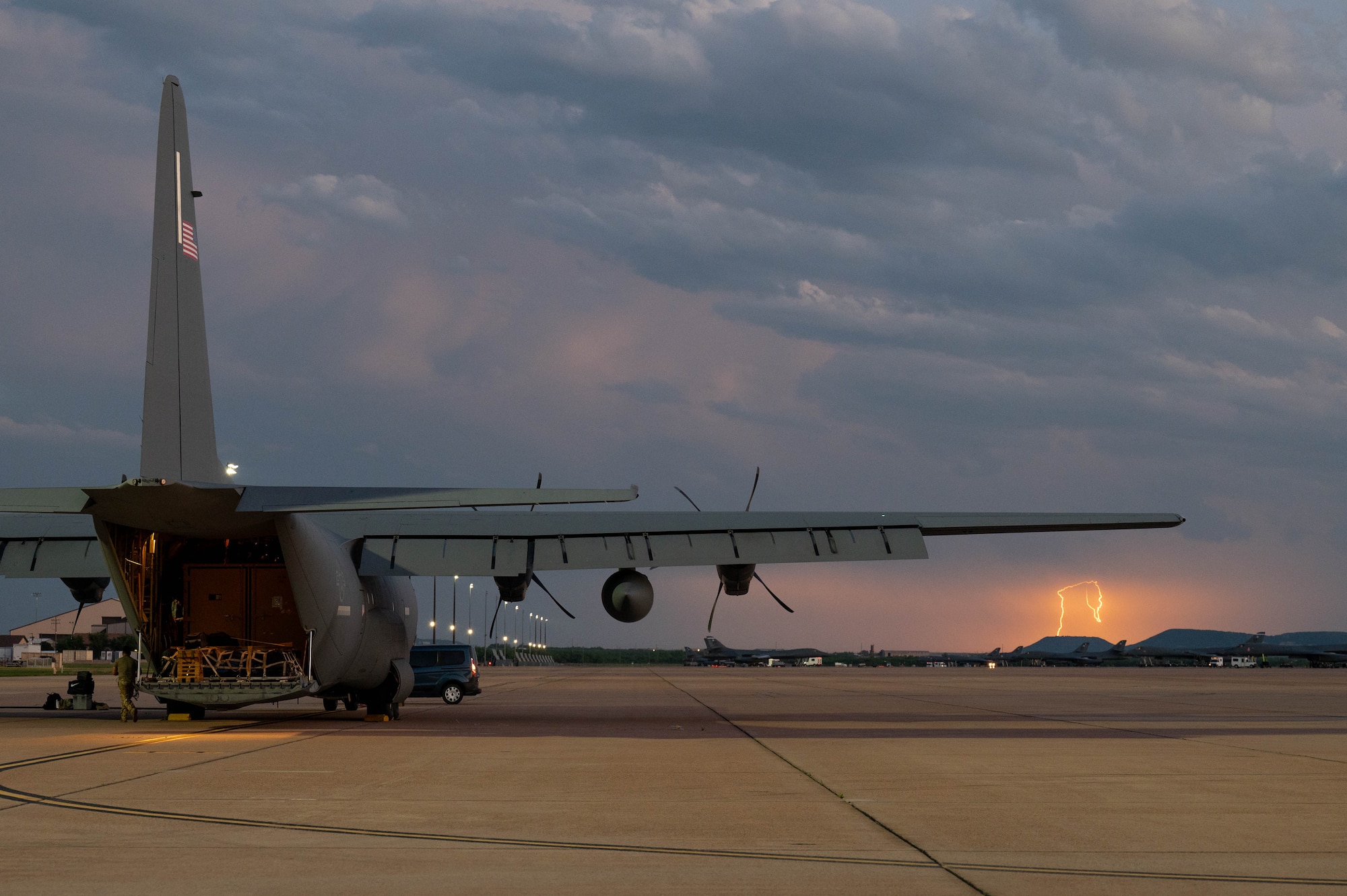 A U.S. Air Force C-130J Super Hercules assigned to the 40th Airlift Squadron prepares for takeoff before departing for a Maximum Endurance Operation in support of Exercise Balikatan 2026 at Dyess Air Force Base, Texas, April 15, 2026. Balikatan is a longstanding annual exercise between the Armed Forces of the Philippines and U.S. military designed to strengthen our ironclad alliance, improve our capable combined force, and demonstrate our commitment to regional security and stability. (U.S. Air Force photo by Airman 1st Class William Neal)
