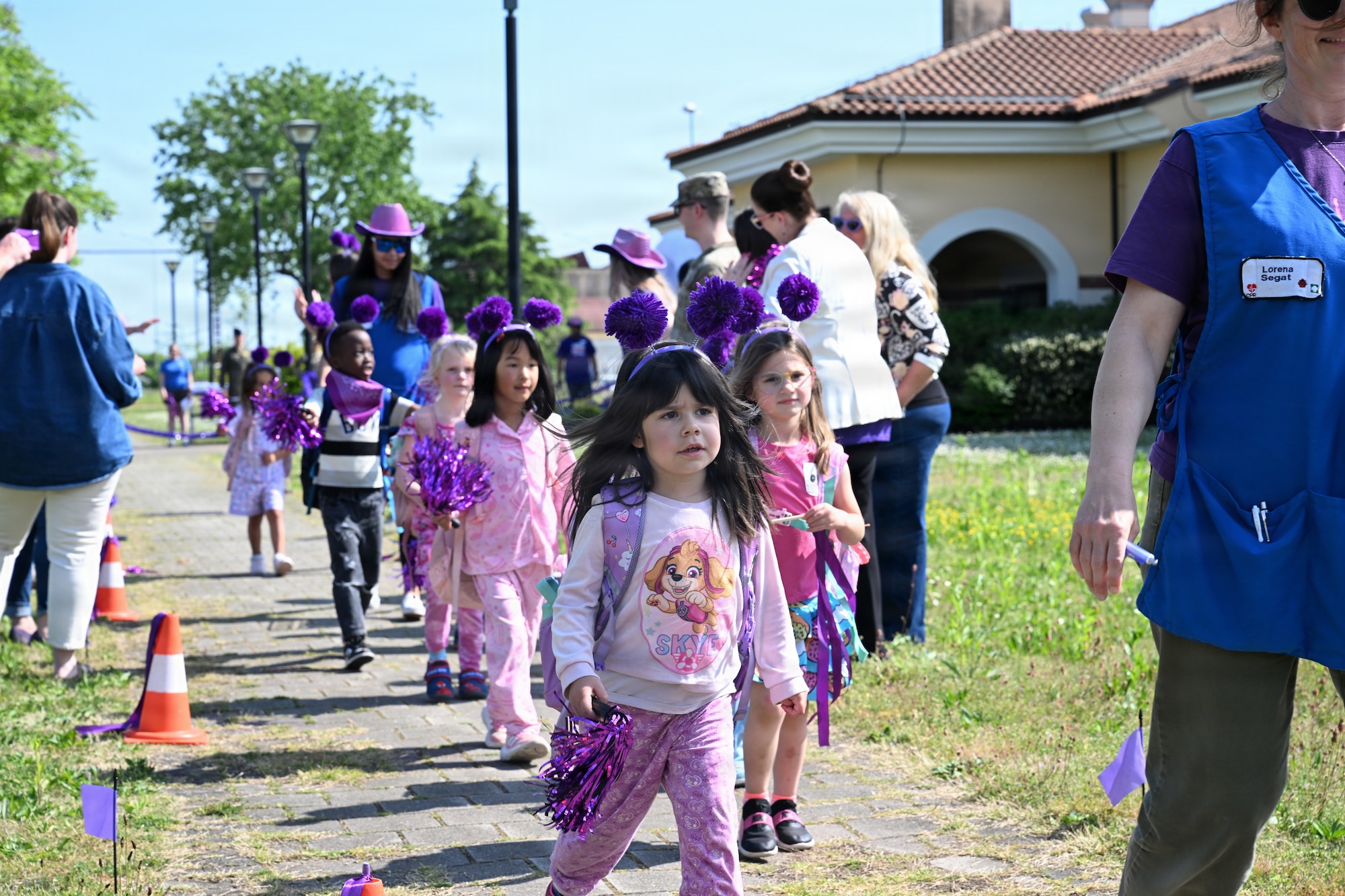 Children walk during the parade.