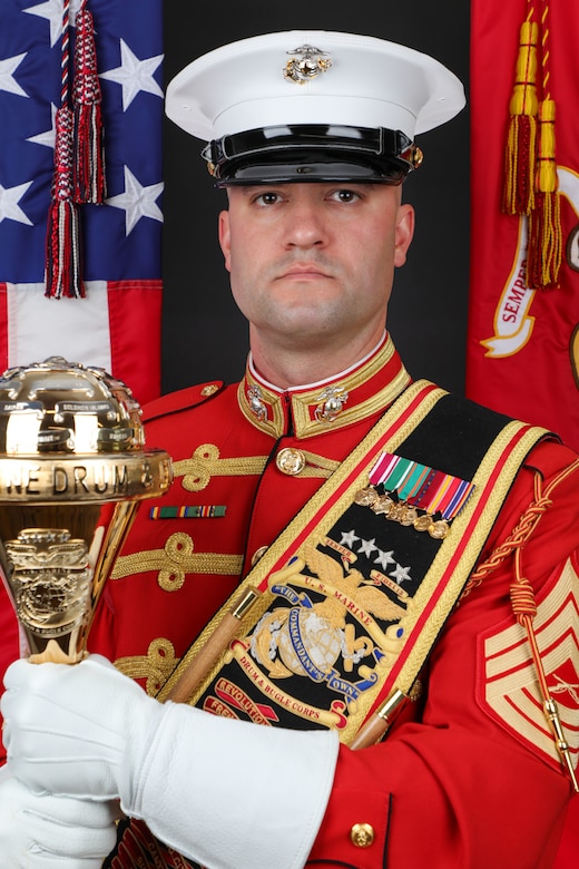 Master Sergeant David J. Cox, U.S. Marine Drum & Bugle Corps assistant drum major