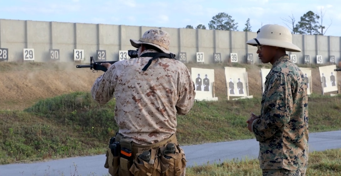 U.S. Marine Corps Recruits with Kilo Company, 3rd Recruit Training Battalion conduct the short bay portion of entry level qualification aboard Marine Corps Recruit Depot Parris Island, S.C., on April 1, 2026. Recruits are taught and must master the fundamentals of marksmanship during grass week before shooting entry level qualification. (U.S. Marine Corps video by Cpl. Noelia Vazquez)