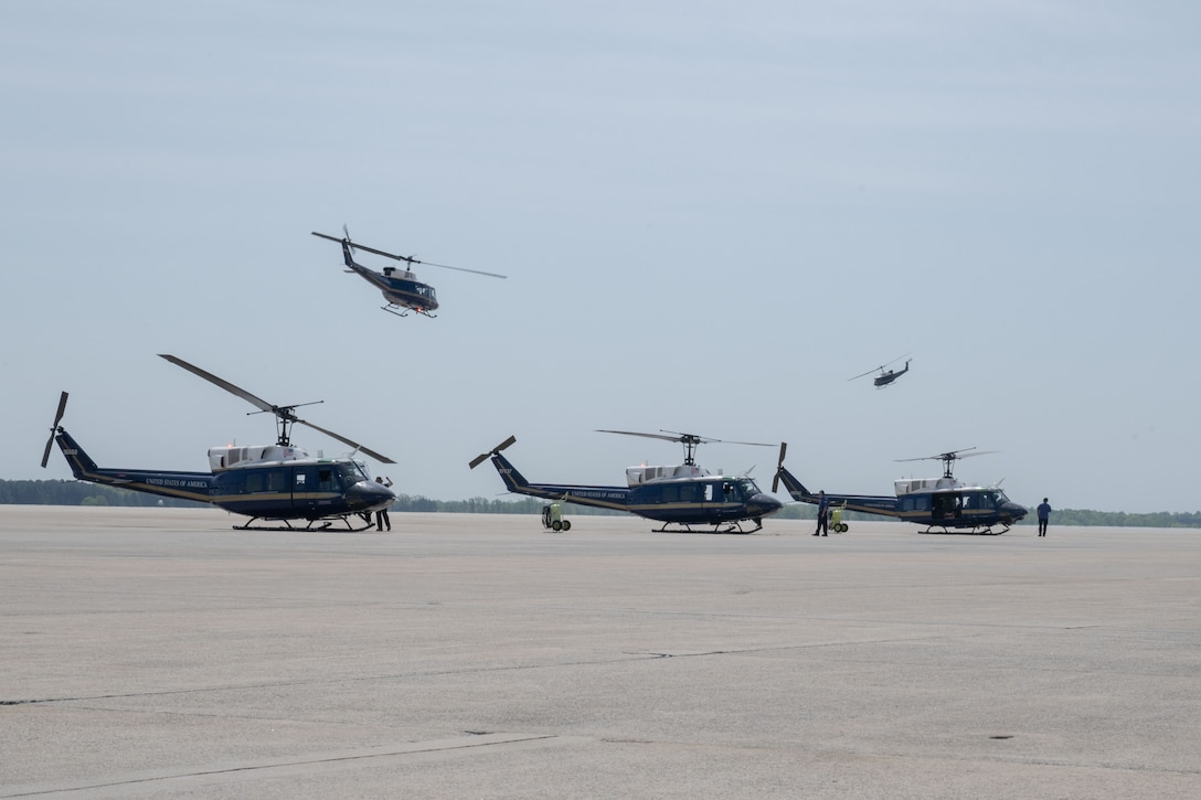 3 helicopters on the ground