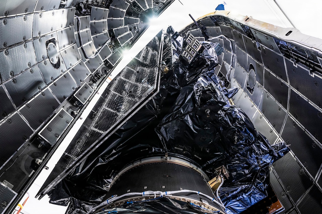 A military GPS is inside a capsule that will be launched into space.