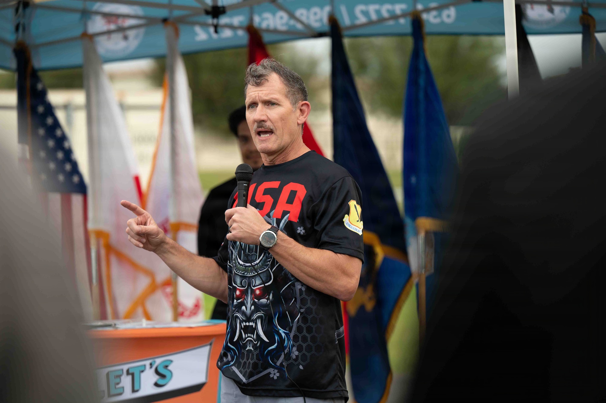Service member gives speech.