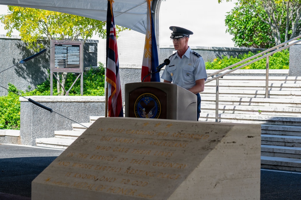 Maj. Gen. Michael R. Drowley, chief of staff of U.S. Indo-Pacific Command, provided remarks at the 84th anniversary of the Bataan Death March, and presented a ceremonial wreath in remembrance of the fallen service members, and the courage and sacrifice of those who endured the march.