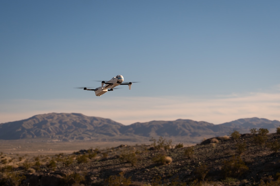 Drone hovering in the air