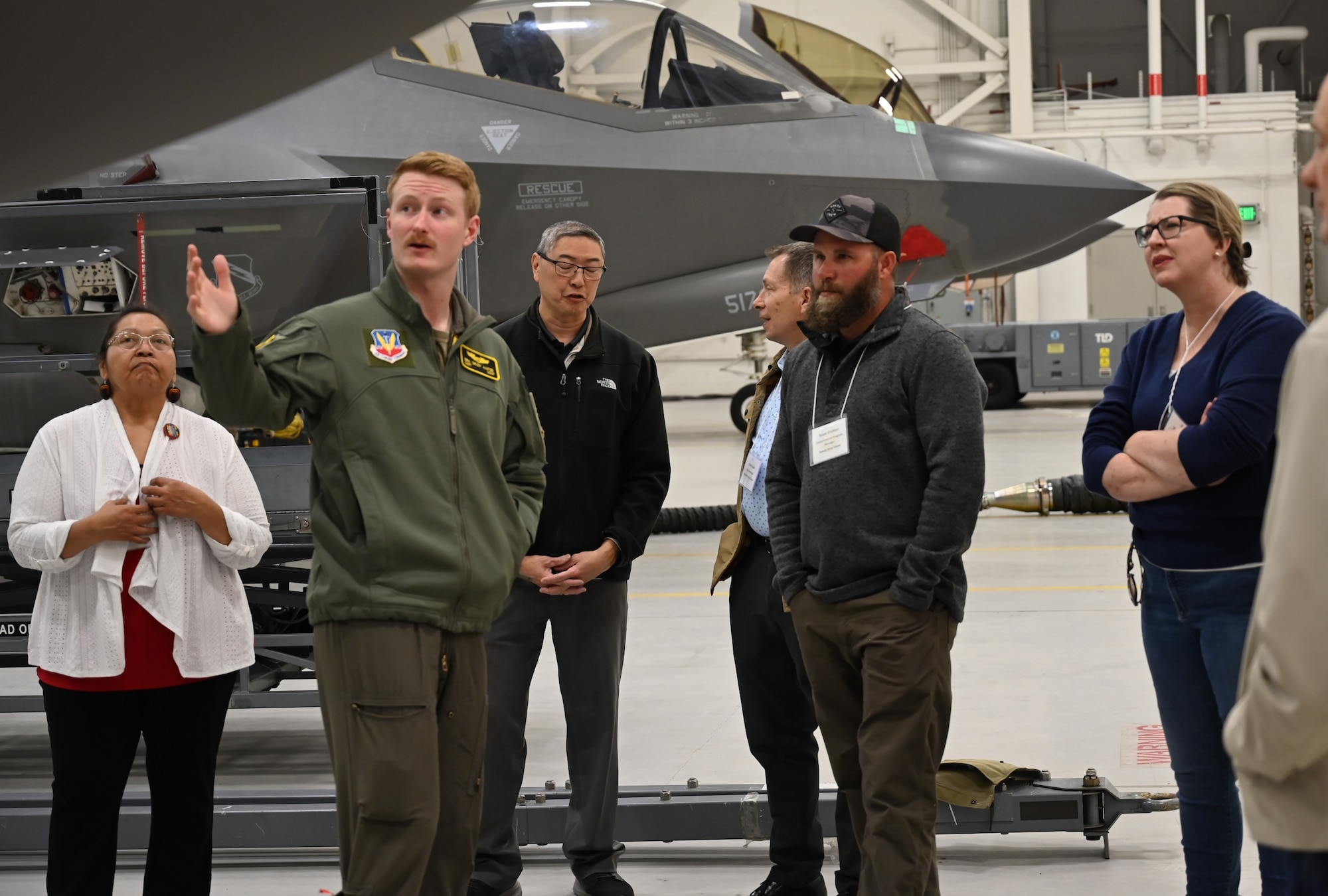 Participants of the 2026 Annual American Indian Meeting received tour of the 388th Fighter Wing and its F-35 program. Hill Air Force Base co-hosted the event with the Northwestern Band of Shoshone Nation.  (US Air Force photo by Kendahl Johnson)