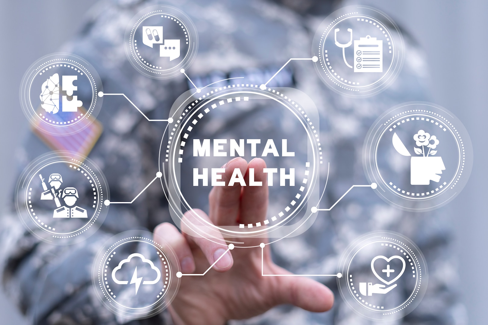 Photo illustration created for a behavioral health team monthly article that provides resources and information to help enhance mental health and wellbeing.
