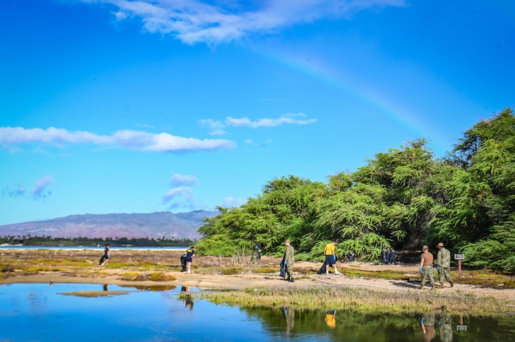 Personnel to clean areas on Joint Base Pearl Harbor-Hickam, Hawaii.