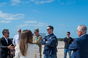 The Honorable Michael J. Borders, assistant secretary of the Air Force for energy, installations and environment, tours civilian launch service provider lease and construction sites at Cape Canaveral Space Force Station, Fla., April 16, 2026. Borders’ visit included a Space Launch Delta 45 space access mission overview, a review of daily launch operations and discussions regarding the Spaceport of the Future Infrastructure investment program. (U.S. Space Force photo by Gwendolyn Kurzen)
