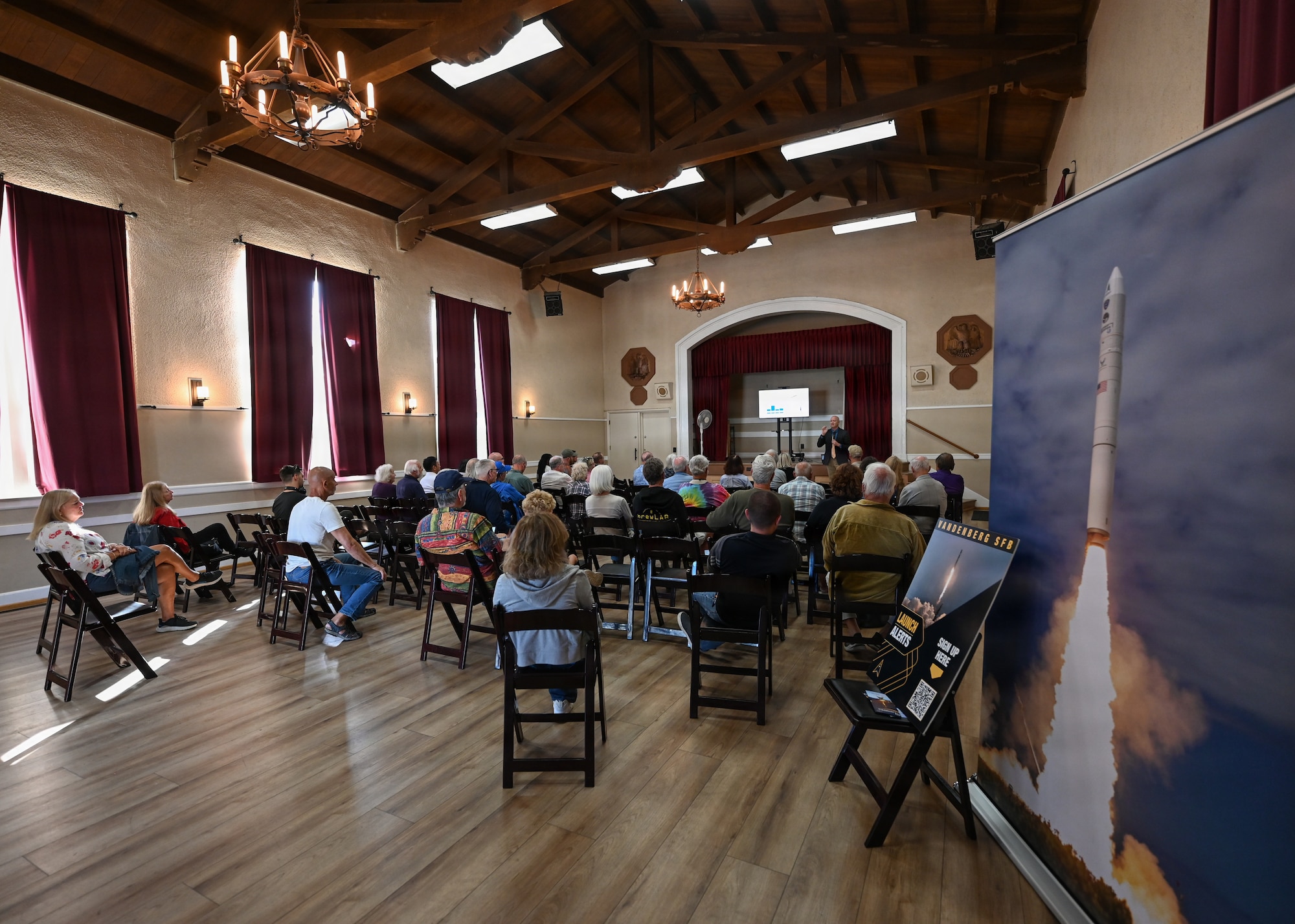 Community members view a presentation during a community engagement event in Carpinteria, Calif.