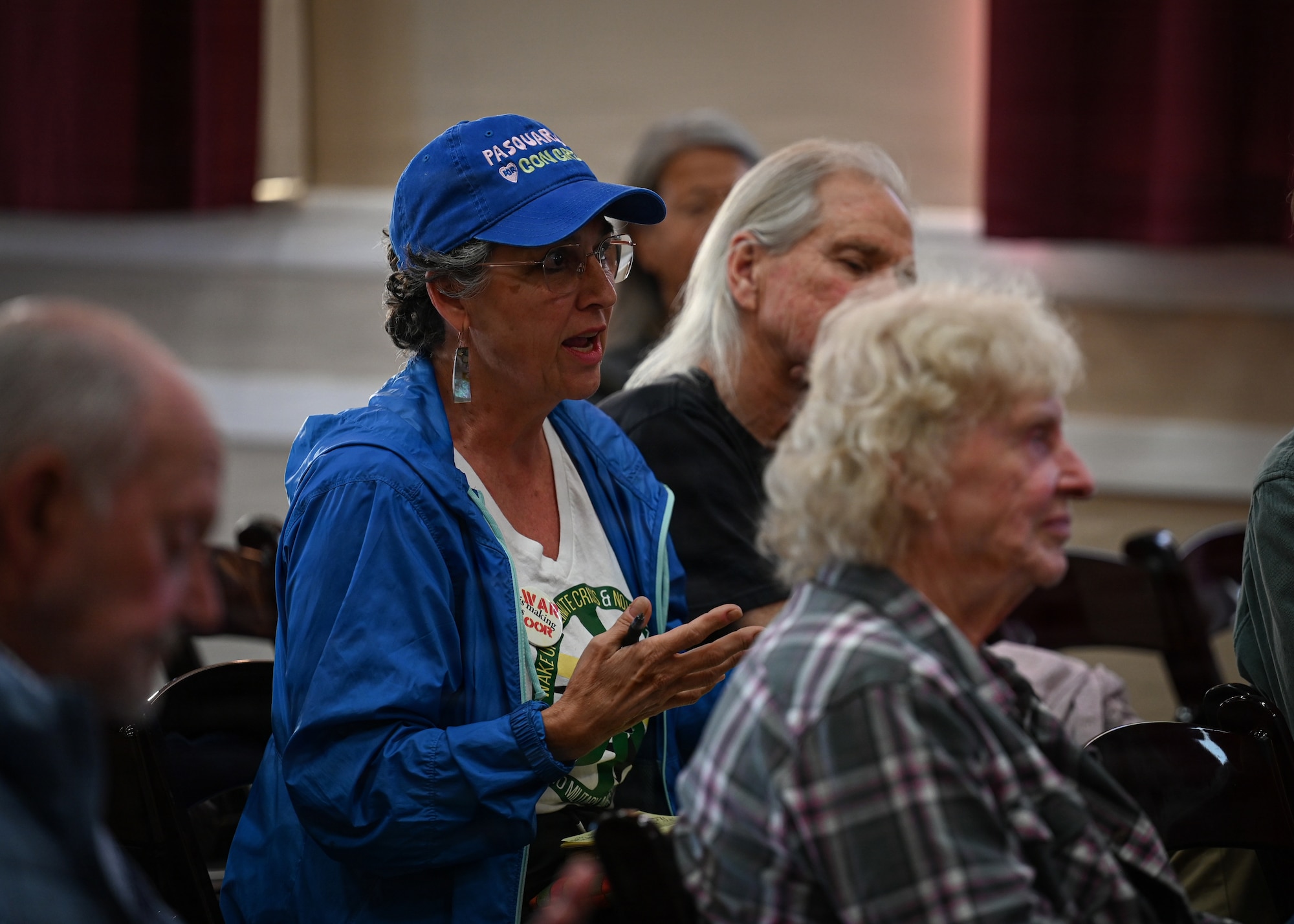 A community member speaks during a community engagement event in Carpinteria, Calif.