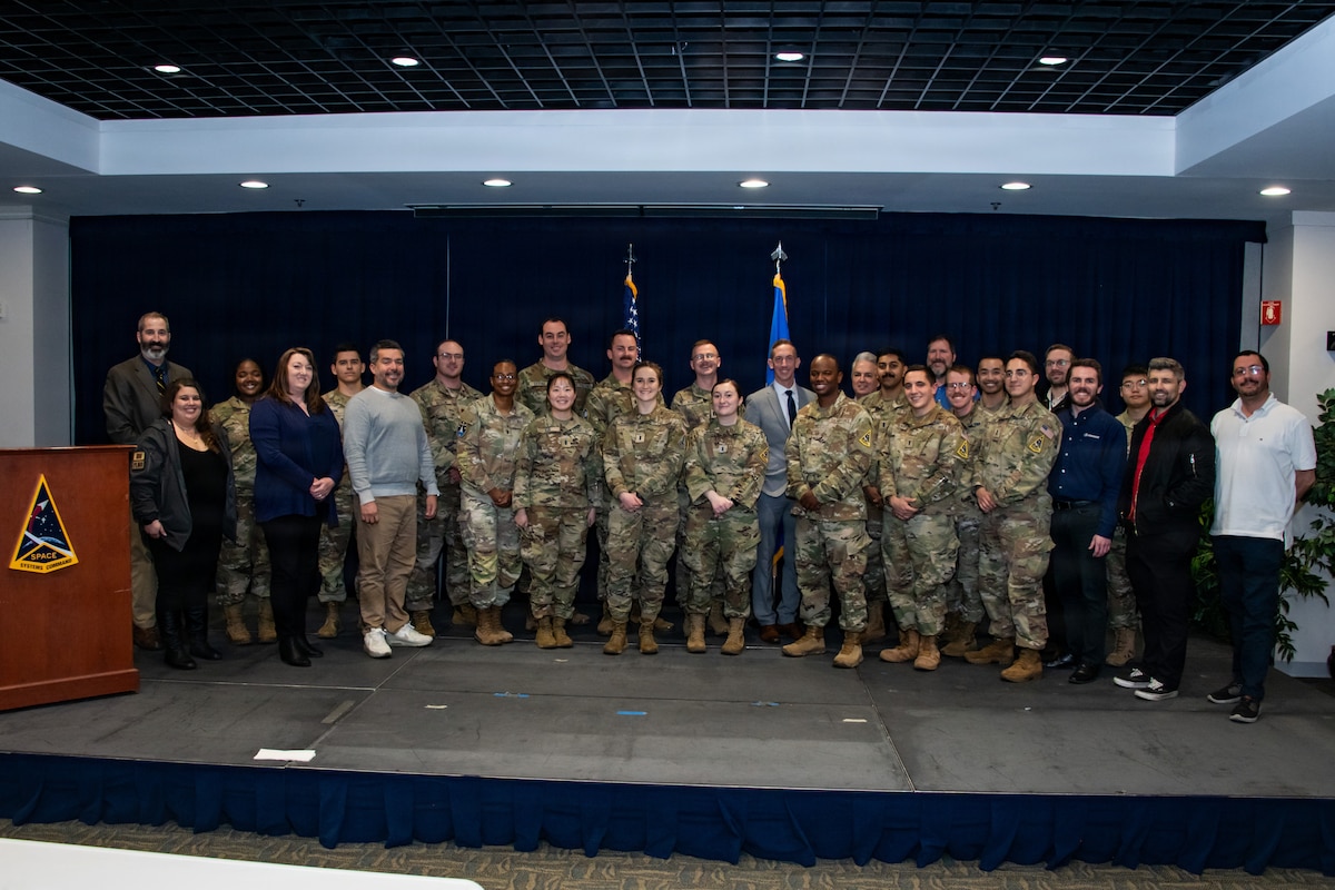 U.S. Space Force (USSF) Space Systems Command (SSC) personnel pose for a group photo during their attendance to the Joint Planning Process (JPP) Course hosted in partnership with Space Training and Readiness’s (STARCOM) National Security Space Institute (NSSI) and SSC’s Operations and Readiness Directorate (SSC S3/7), Los Angeles Air Force Base, Calif., Jan. 29, 2026. SSC S3/7 collaborated with STARCOM’s NSSI team for the JPP course to provide Joint-focused development for more than 38 SSC Guardians as part of SSC’s Year of Readiness initiatives, targeting the need to develop SSC personnel into warfighters who are fluent across domains, ready to integrate, and capable of delivering immediate combat value. “We need personnel who can step into the joint fight, understand the mission instantly, and execute without delay,” said U.S. Air Force Col. Timothy Paget, SSC director of Operations and Readiness (SSC S3/7). “That level of readiness doesn’t happen by chance, which is why we are placing such an emphasis on building joint training opportunities across SSC.” (U.S. Space Force photo by USAF Capt. Vincent Nguyen)