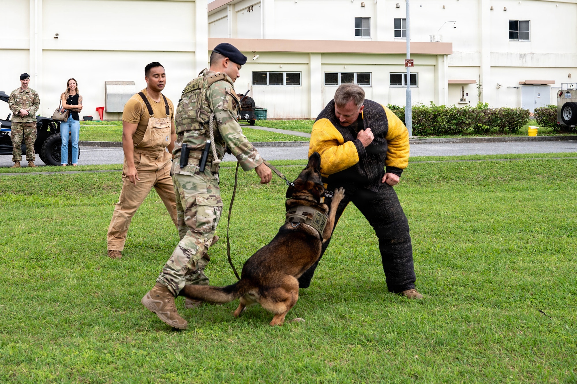 Service member participates in bite training.