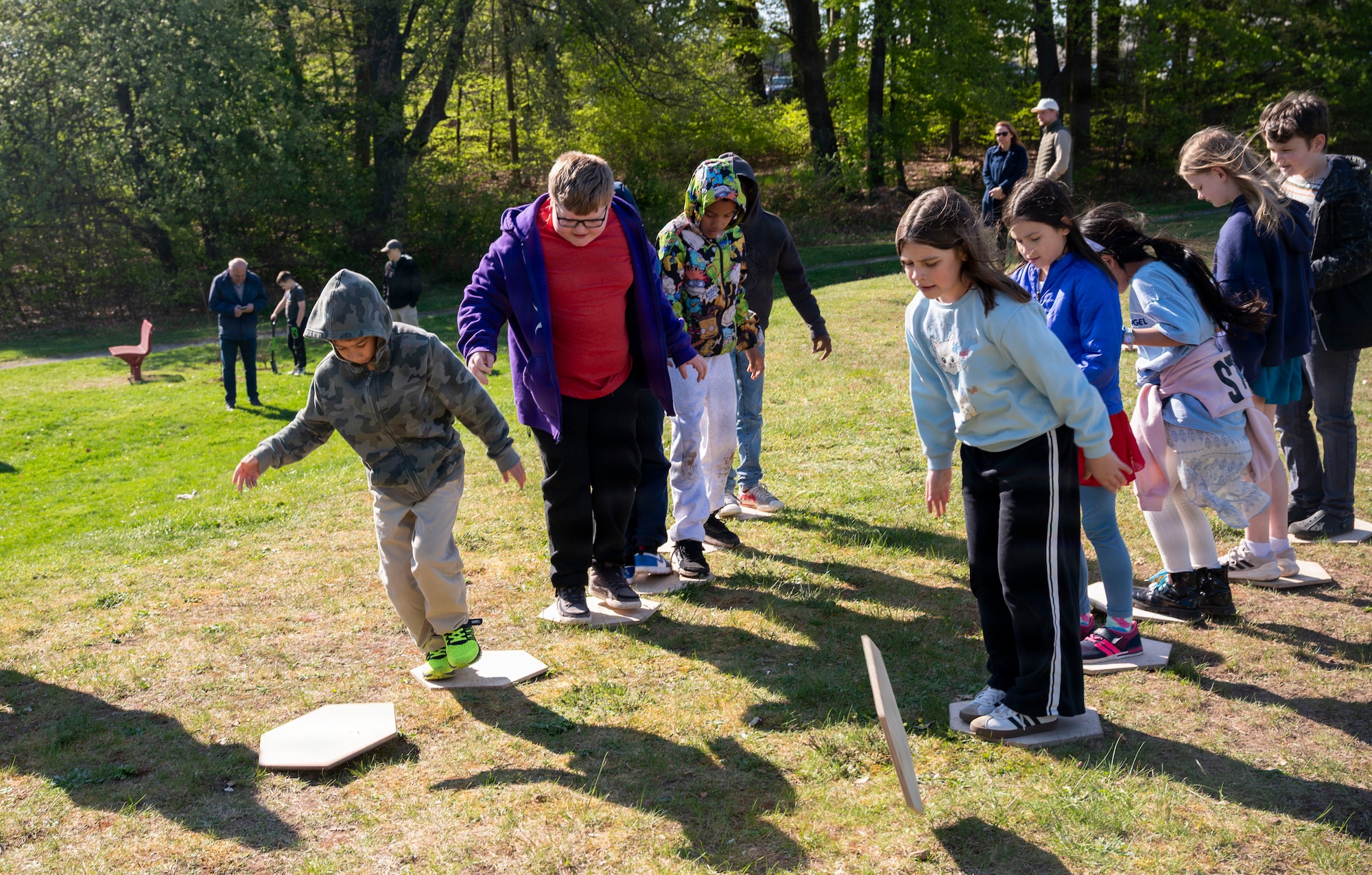 Children play game outside